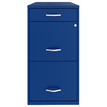 UrbanPro 18" 3-Drawer Modern Metal Organizer File Cabinet in Blue