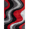 4'x6' Hand-Tufted Black and Gray With Red Living Room Shaggy Area Rug