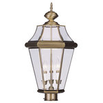 Livex Lighting - Georgetown Outdoor Post Head, Antique Brass - The Georgetown looks to add regal elegance to your home with a line of lighting that embodies classic design for those who only want the finest. Using the highest quality materials available, the Georgetown begins with solid brass so that each fixture not only looks fantastic, but provides a fit and finish that will last for years as well.