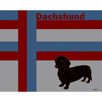 Mod Dachshund in Blue Gray, Ready To Hang Canvas Kid's Wall Decor, 24 X 30