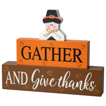 9.5"L Thanksgiving Wooden Table Block Sign