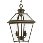 Progress Lighting - Burlington 2-Light Hanging Lantern - The Burlington outdoor collection is constructed from aluminum for durable, weather-resistant performance. A Brushed Nickel or Antique Bronze finish complements the clear beveled glass. Open bottom design allows individuals to replace lamps without removing any pieces.