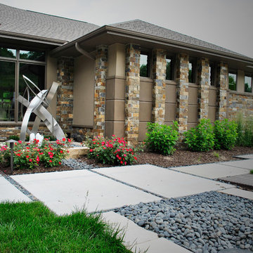 Modern Hillside Entry and Sculpture Garden