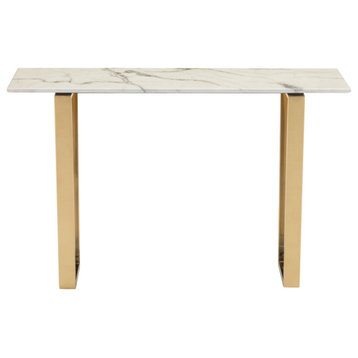 Moore Console Table White and Gold, White and Gold