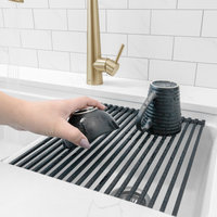 STYLISH 15 1/4" Black Workstation Sink Roll-up Drying Rack/Trivet
