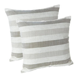 Liza Stripe Taupe 18 in. x 18 in. Decorative Throw Pillows (Set of 2) - Decorative Pillows