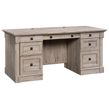 Sauder Palladia Engineered Wood Executive Desk in Split Oak Finish