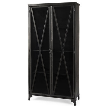 Poppy II Black Metal w/Glass Doors Display Cabinet