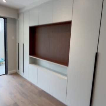 Light Beige Floor-to-Ceiling TV & Storage Integrated Cabinet
