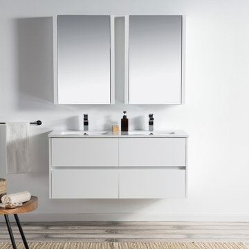 Luxury Double Glossy White Vanity with Medicine Cabinet