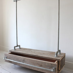 Pia Galvanised Steel Pipe Clothes Rail with Reclaimed Scaffolding Wood Drawers - Clothes Racks