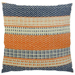 Plutus Brands - Plutus Full Range Cayanne Handmade Throw Pillow, Single Sided, 12x20 - Add a pop of color with this designer stripe throw pillow in orange, cream and navy colors.  The front fabric of this designer accent pillow is a blend of cotton and acrylic originating from the USA. Pillows include *Handmade in USA* Hypoallergenic Down Alternative Polyfill Insert - Invisible Zipper for a Tailored Look - Back fabric color:  tan