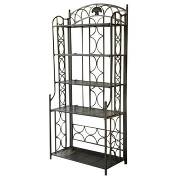 Pemberly Row Iron Bakers Rack in Pewter