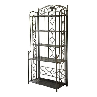Pemberly Row Iron Bakers Rack in Pewter - Traditional - Baker's Racks ...