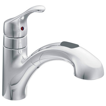 Moen CA87316C RenzoTM One Handle Low Arc Pullout Kitchen Faucet, Chrome