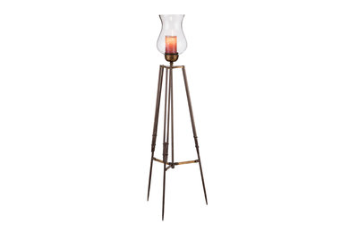 Iron Tripod Corner Floor Lamp with Glass Candle Holder