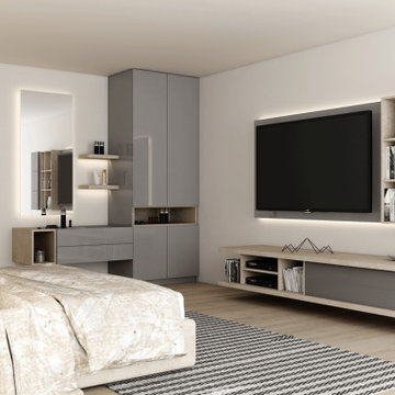 Slate Grey Gloss Bedroom Set with Dressing Unit Supplied by Inspired Elements