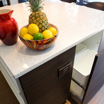 "Corsica" Backpainted White Glass with Wenge Textured