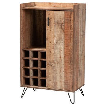 Prause Modern Contemporary Rustic Brown and Black Wine Storage Cabinet