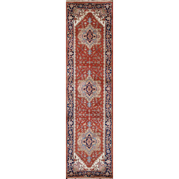 Pasargad Home Serapi Collection Hand-Knotted Rust Wool Area Rug- 2' 7'' X 9'11''