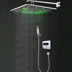 LED Rain Shower Head with Thermostatic Digital Mixer - Showerheads And Body Sprays