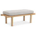 Meridian Furniture - Naya Chenille Fabric Upholstered Bench, Cream, Natural Finish - Give any room a beautiful extra seat with this Naya chenille fabric bench. Perfect for positioning at the end of a bed or in a dressing area, this pretty bench also makes a welcome addition to a mudroom or foyer, giving you and yours a spot to sit while you put on shoes or pull off boots. It's made from solid wood for sturdy durability and given a rich natural finish for added aesthetics. Take a load off on the generously padded cushion in a neutral soft cream color to match all your decor.