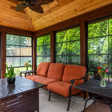 Rustic Detached Screen Room with Fire Table