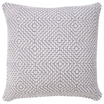 Ox Bay Handwoven Gray/White Diamond Organic Cotton Pillow Cover, 20"x20"