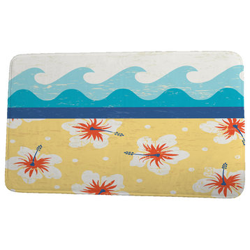 Surf, Sand, & Sea Surf, Sand, & Sea Floral Print Bath Mat, Yellow, 21"x34"