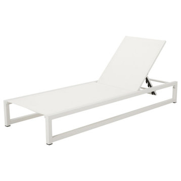 GDF Studio Mottetta Outdoor Aluminum Chaise Lounge, White, Single