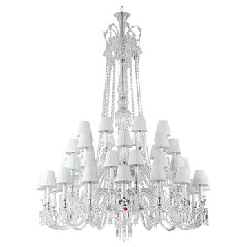 Baccarat Design Crystal Chandelier Lighting, White, 48 Lights