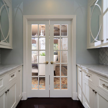 Open Plan Soft White Cabinets Contrasting Dark Floors