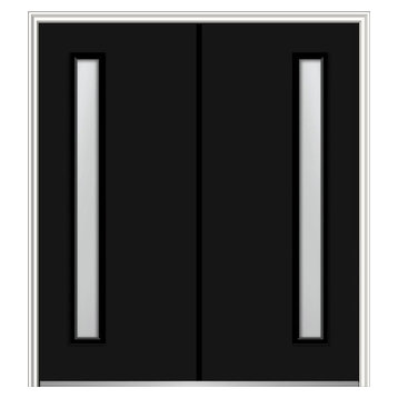 Clear Low-E 1-Lite Fiberglass Smooth Double Door 74"x81.75" Left Hand In-swing