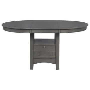 Wood Dining Table With Storage, Medium Gray