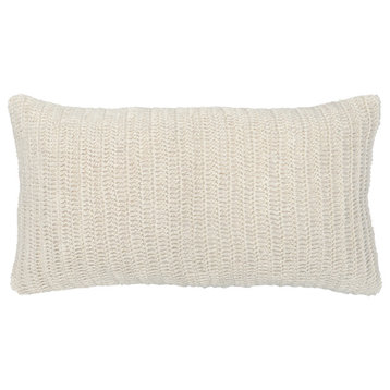 Kosas Home Nakeya Knitted 14" x 26" Throw Pillow, Ivory