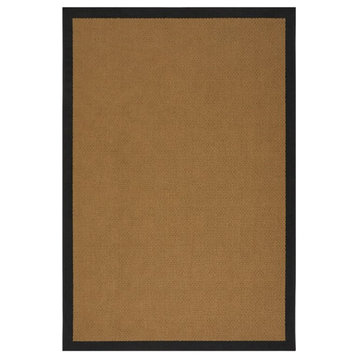 Noble House Troy 90x63" Indoor/Outdoor Fabric Border Area Rug in Beige and Black