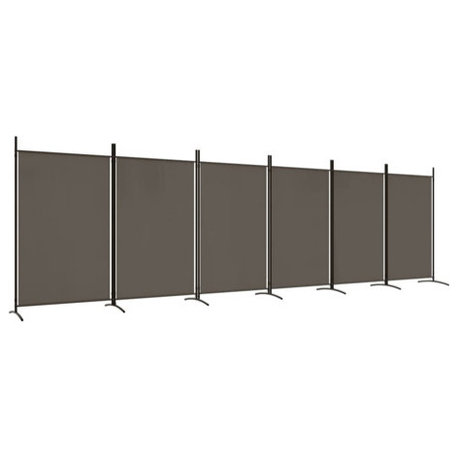 vidaXL Room Divider Folding Privacy Screen 2 Panel Room Divider Black Fabric, Anthracite, 204.7" X 70.9"/ 1 Piece