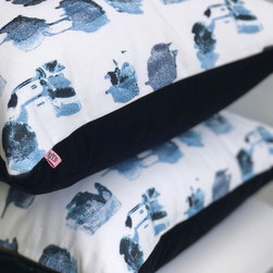 Blue Drip Dot Pillows w/ Velvet Backing - Decorative Pillows