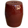Oriental Double Coin Pattern Oxblood Red Porcelain Round Stool Hcs7561