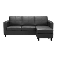 Italsofa Black Leather Sofa Chaise Sectional Sofas Houzz Divano Roma Furniture Modern Bonded Leather Sectional Sofa Small E Configurable Couch Black