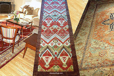 Hand-knotted Runner to Connect Existing Rugs and Furnishings in Living Room and