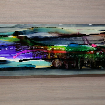 Twilight in Space - Colorful Modern Metal Wall Art, Unique Abstract Painting