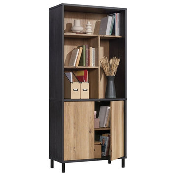 Sauder Acadia Way Engineered Wood Library in Raven Oak/Timber Oak Accents