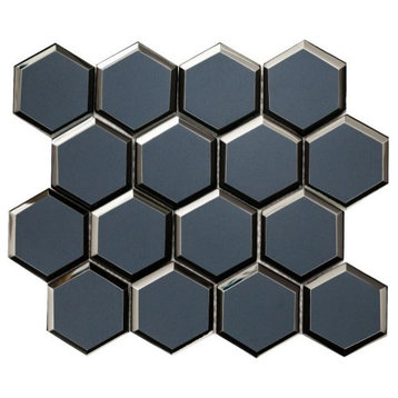 Vague Blue 10.15X12.13 Hexagon Glass Mosaic, 4x4 or 6x6 Sample