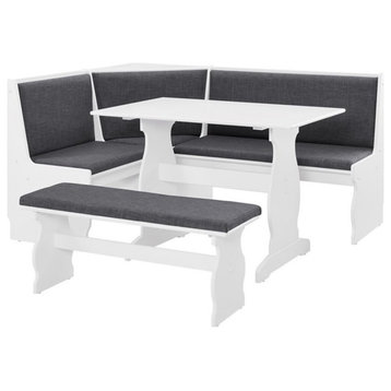 Riverbay Furniture Transitional Wood Breakfast Nook Dining Set in Gray