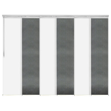 Navajo White-Stormy 6-Panel Track Extendable Vertical Blinds 70-130"x94"