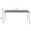 Benzara BM287830 Outdoor Dining Table, Gray Polyresin Top, White Aluminum Frame