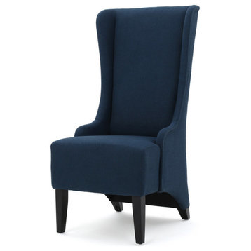 GDF Studio Sheldon Traditional Design High Back Fabric Dining Chair, Dark Blue