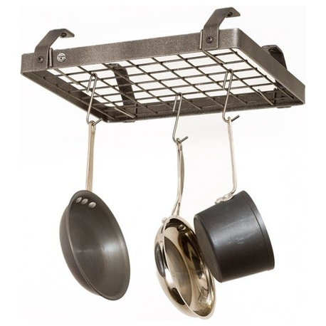 Handcrafted Low-Ceiling Square Rack w 12 Hooks Hammered Steel