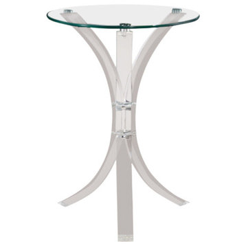 Benzara BM159252 Contemporary Acrylic Accent Table With Glass Top, Clear